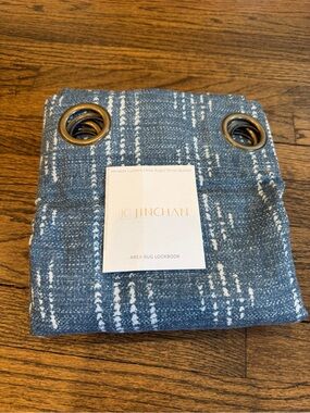 JINCHAN Blue & White Textured Curtain Panel with Grommets - set of 2 C#1